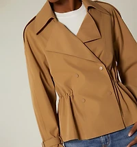SHORT TRENCH WITH ELASTICATED WAIST