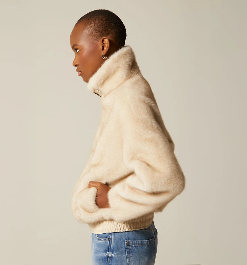 FURRY JACKET WITH NECK HARDWARE