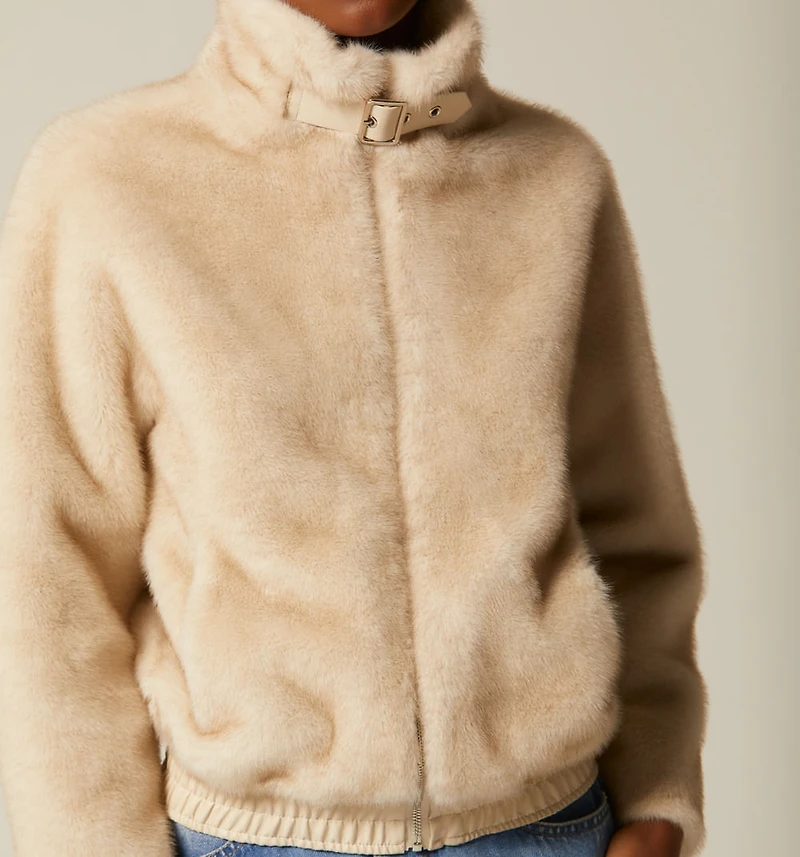 FURRY JACKET WITH NECK HARDWARE