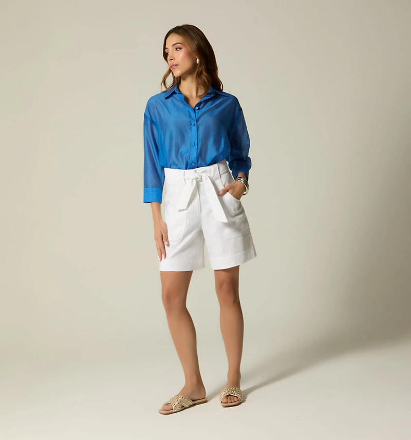 HIGH-WAISTED BERMUDA SHORTS, POCKETS AND BELT