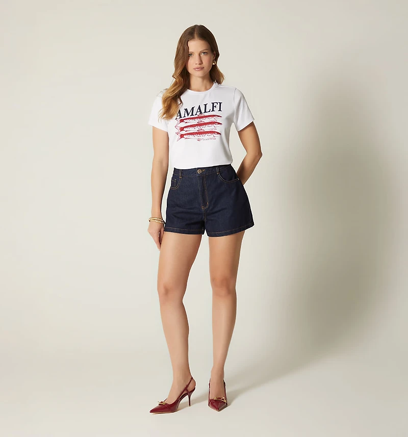 HIGH WAIST BASIC FIVE-POCKET SHORT