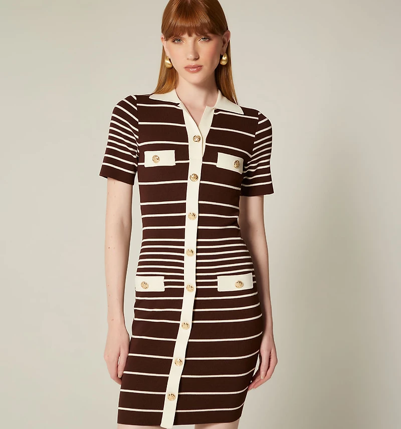 SHORT SLEEVE DRESS WITH POLO COLLAR
