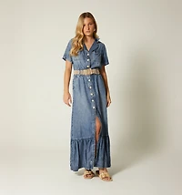 LONG DRESS SHORT SLEEVE WITH BELT