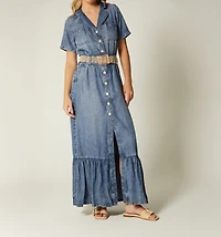 LONG DRESS SHORT SLEEVE WITH BELT