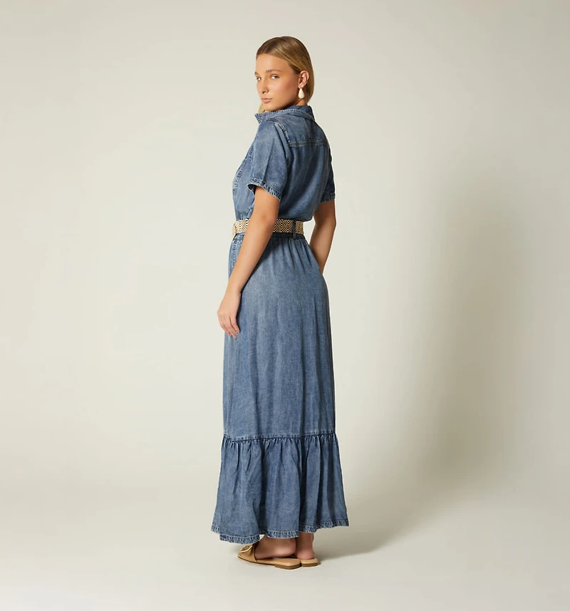 LONG DRESS SHORT SLEEVE WITH BELT