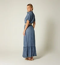 LONG DRESS SHORT SLEEVE WITH BELT