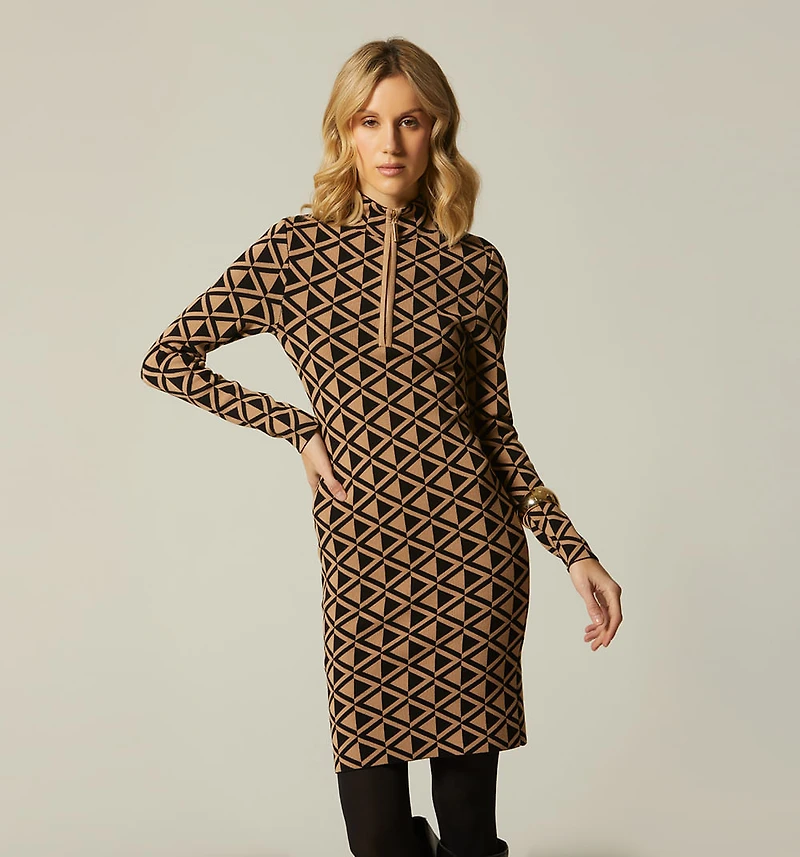 HIGH COLLAR DRESS WITH ZIPPER