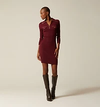 POLO NECK THREE-QUARTER SLEEVE DRESS