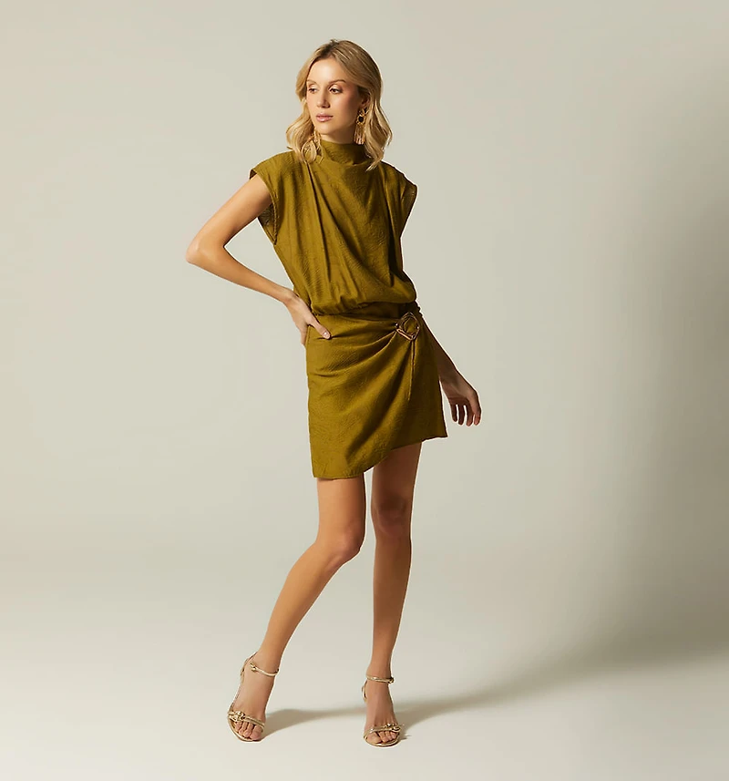 SHORT SLEEVE DRESS WITH TRIM