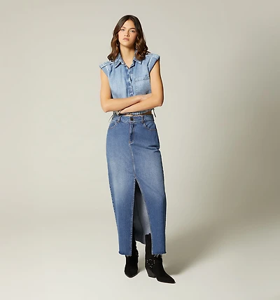 SLEEVELESS SHIRT WITH ELASTIC