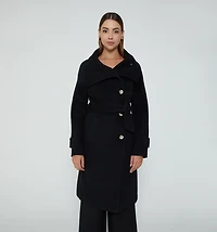 FLEECE COAT WITH 5 BUTTONS AND BELT