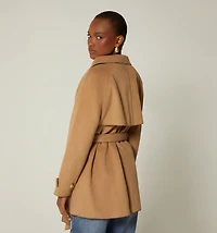 FLEECY COAT WITH OVERLAID YOKE