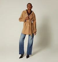 FLEECY COAT WITH OVERLAID YOKE