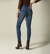 SKINNY HIGH WAIST JEANS WITH EYELETS AND CORD