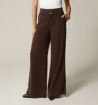HIGH WAIST PALAZZO JEANS WITH RUCHING WAISTBAND
