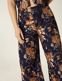 JACQUARD PALAZZO JEANS WITH CUTS