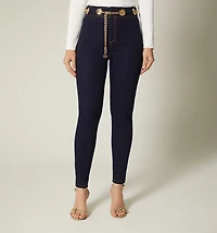 HIGH WAIST EYELET CHAIN JEGGINGS