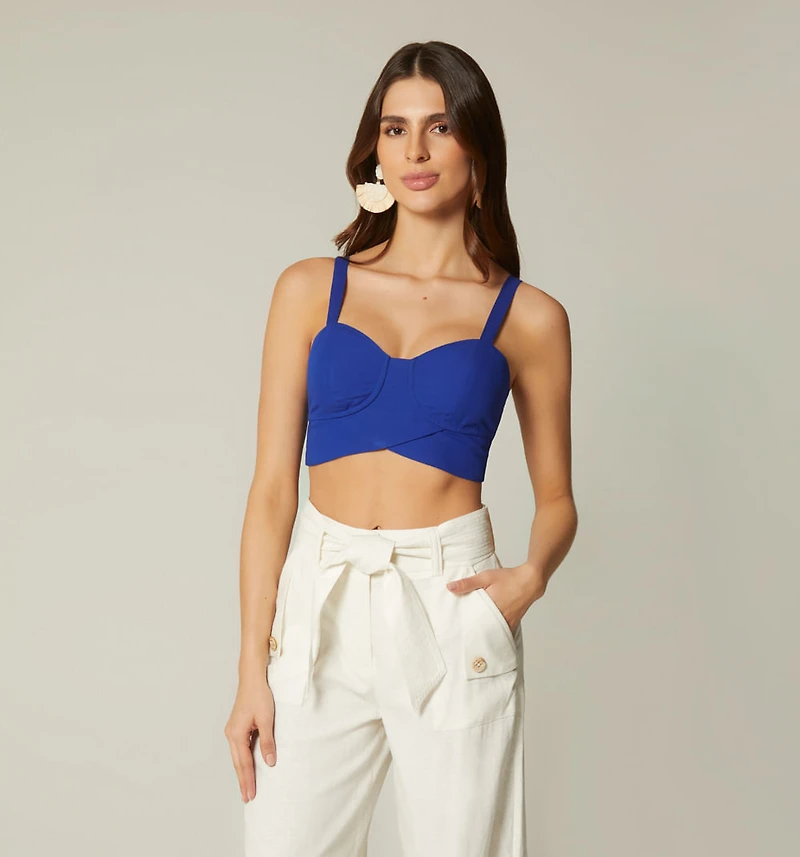 TIE STRAP CROP BLOUSE
