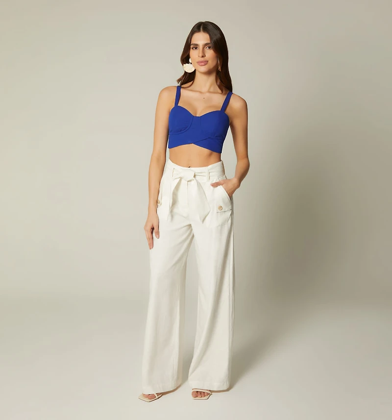 TIE STRAP CROP BLOUSE