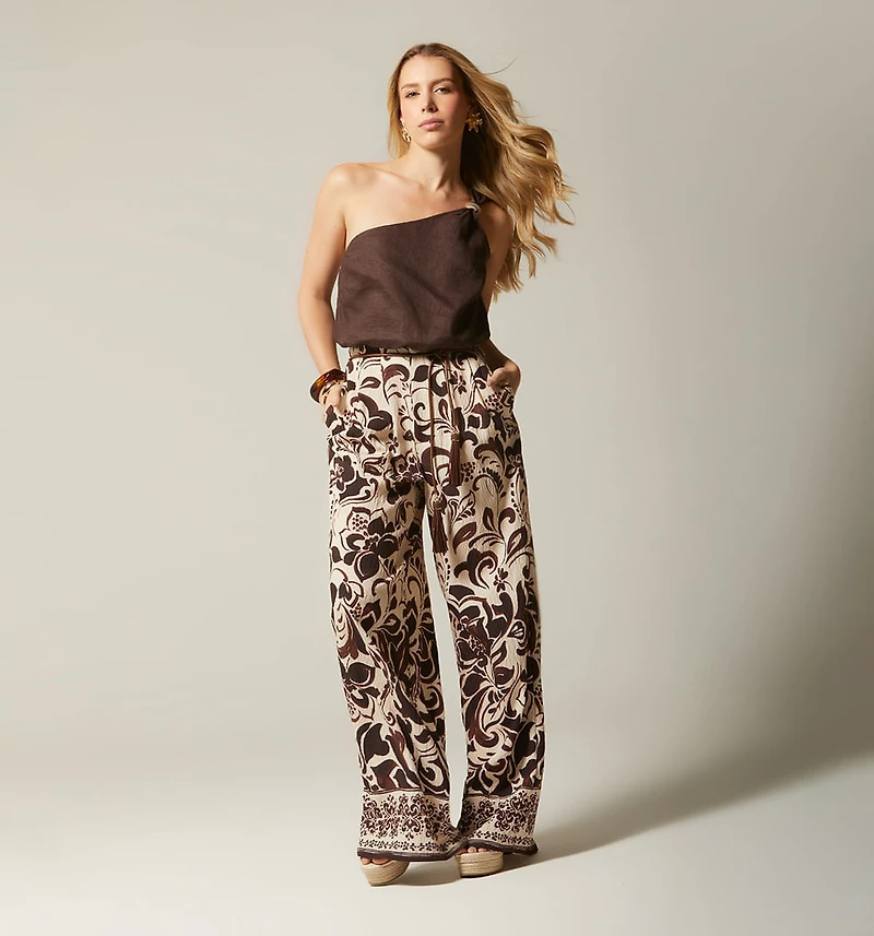 ONE SHOULDER BLOUSE WITH TRIM