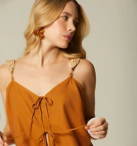 EMBELLISHED STRAP BLOUSE