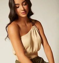 ASYMMETRIC BLOUSE WITH SIDE TIE