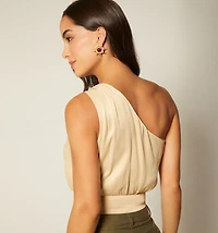 ASYMMETRIC BLOUSE WITH SIDE TIE