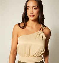 ASYMMETRIC BLOUSE WITH SIDE TIE