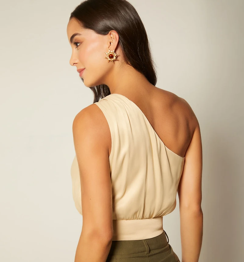 ASYMMETRIC BLOUSE WITH SIDE TIE
