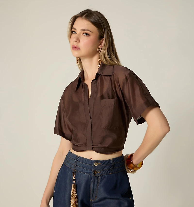 SHORT SLEEVE BLOUSE WITH TWIST