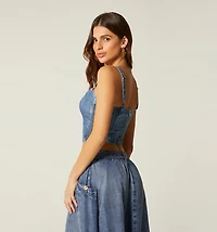 STRAP BLOUSE WITH RUCHED SIDE