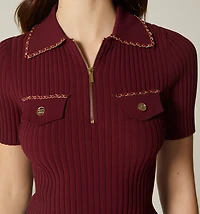 POLO COLLAR SHORT SLEEVE BLOUSE