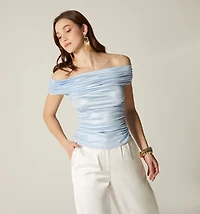 Off-shoulder blouse with continuous sleeves