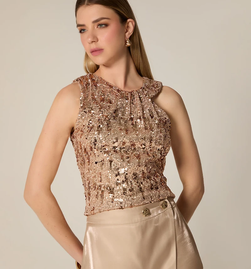 SEQUIN SLEEVELESS BLOUSE