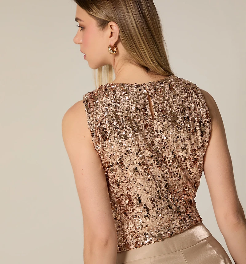 SEQUIN SLEEVELESS BLOUSE