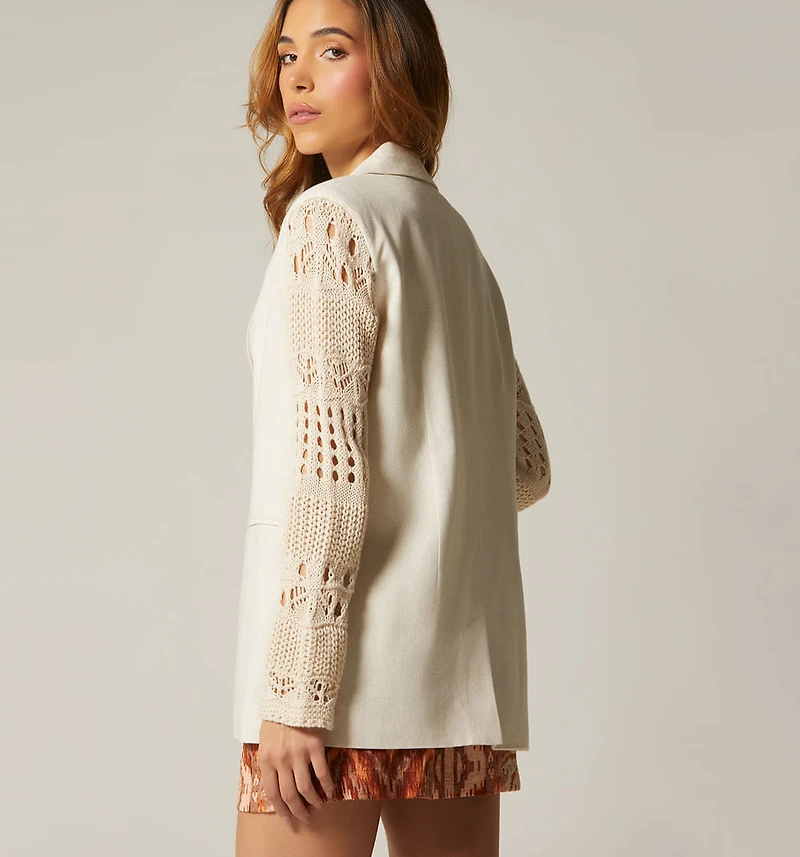 BLAZER WITH CROCHET SLEEVES