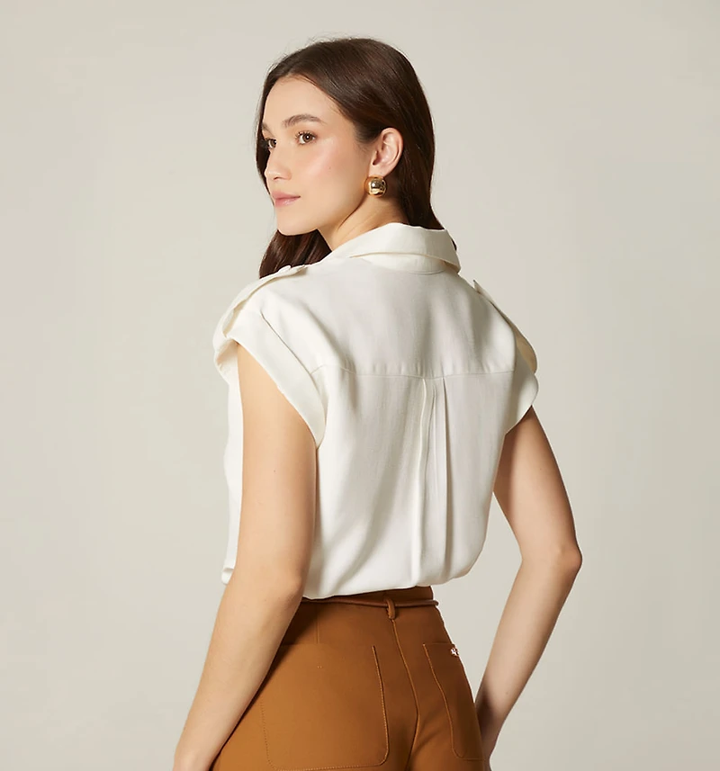 Shirt Blouse Sleeveless with Epaulet