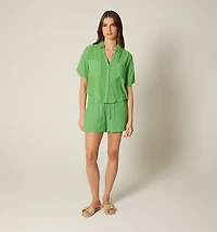 Short Sleeve Blouse with Pockets