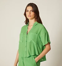 Short Sleeve Blouse with Pockets