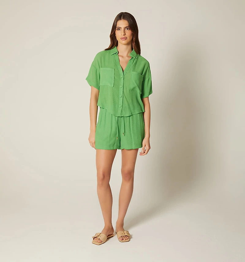 Short Sleeve Blouse with Pockets