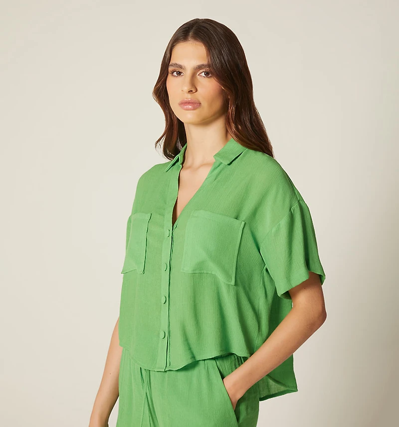 Short Sleeve Blouse with Pockets