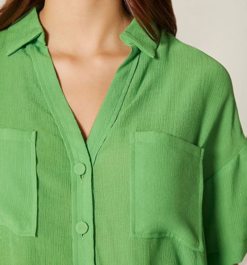 Short Sleeve Blouse with Pockets