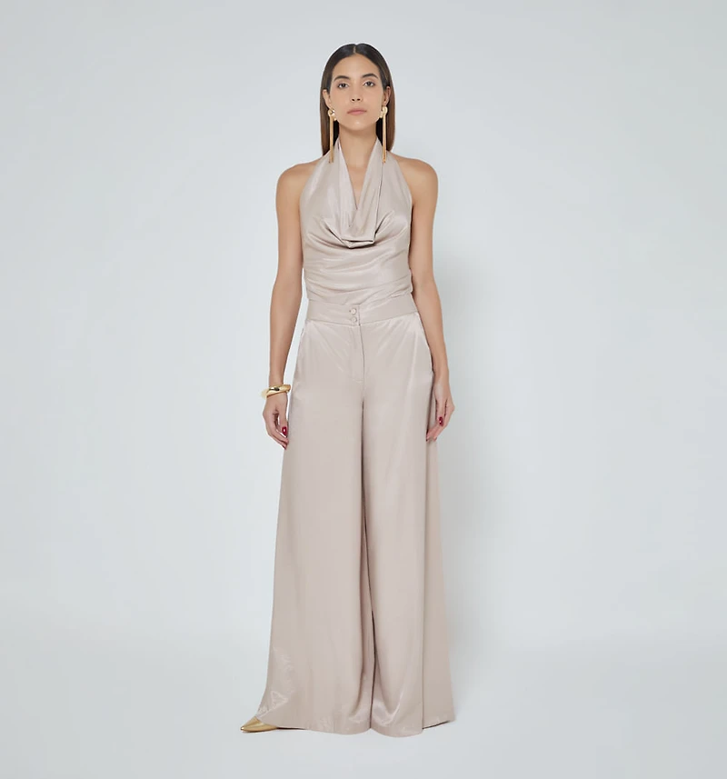 HALTER NECK BACKLESS BLOUSE