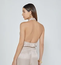 HALTER NECK BACKLESS BLOUSE