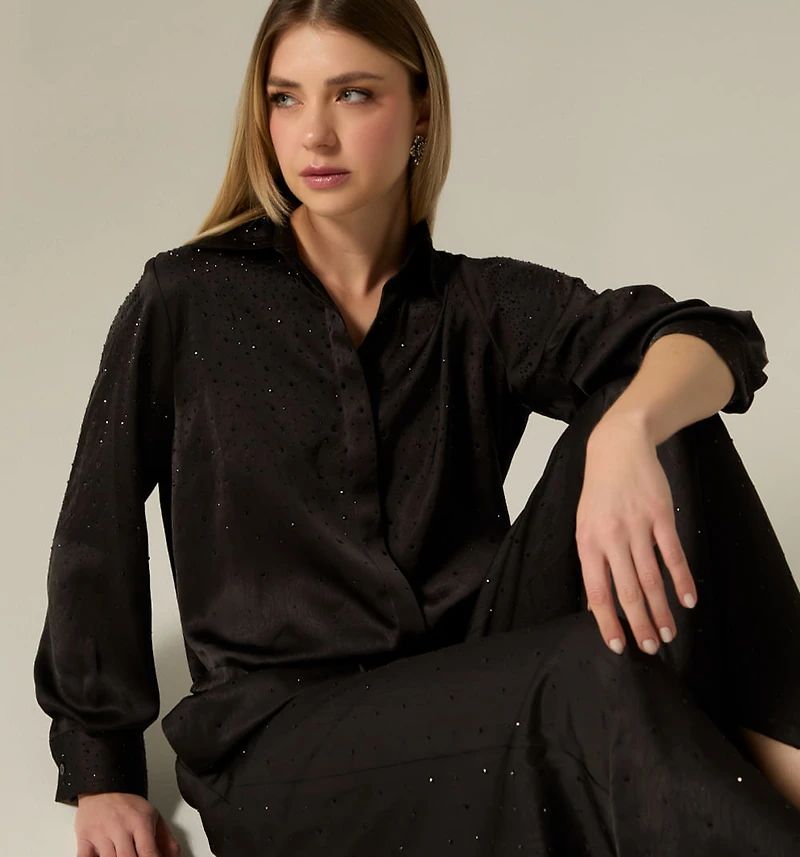 LONG SLEEVE BLOUSE WITH HOT FIX