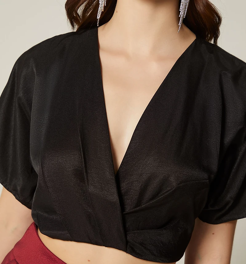 CROP SHORT SLEEVE BLOUSE