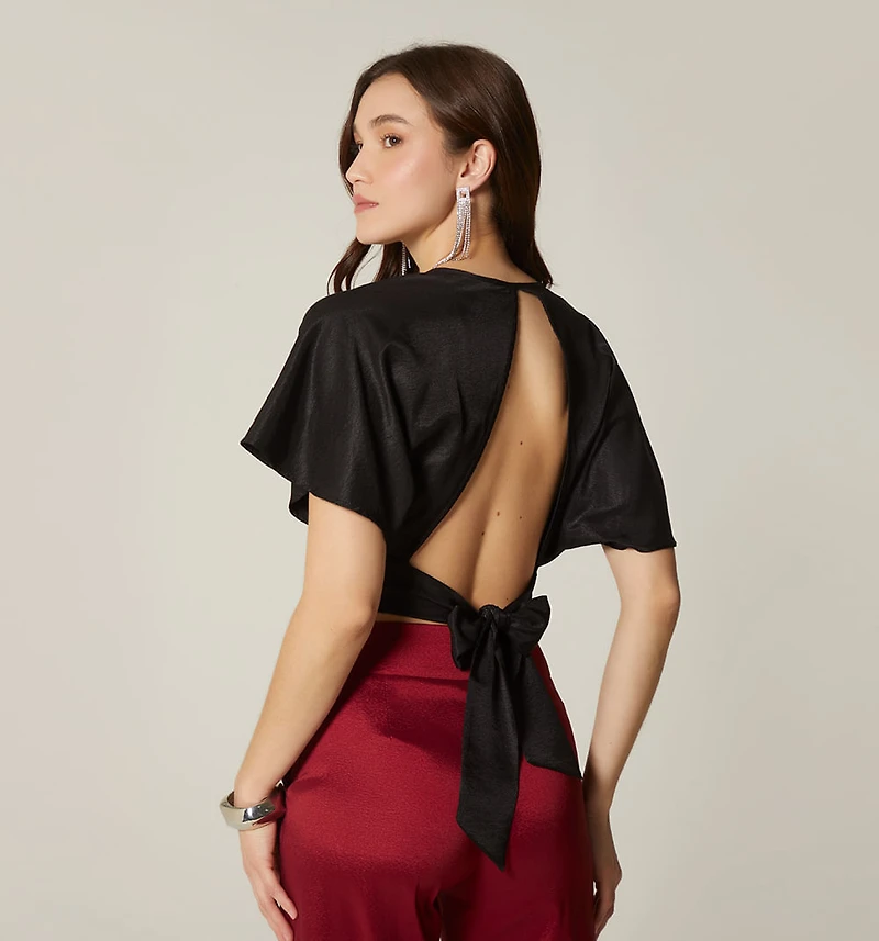 CROP SHORT SLEEVE BLOUSE
