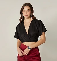 CROP SHORT SLEEVE BLOUSE