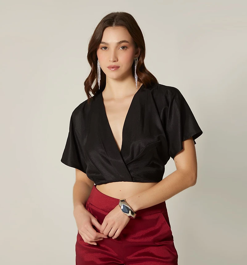 CROP SHORT SLEEVE BLOUSE