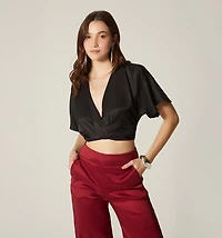 CROP SHORT SLEEVE BLOUSE